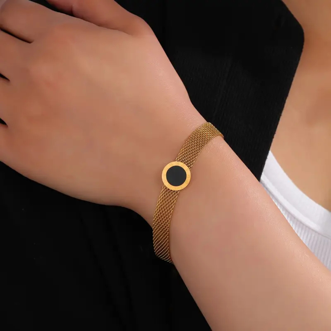 18K Gold Plated Stainless Steel Roman Numeral Bracelet