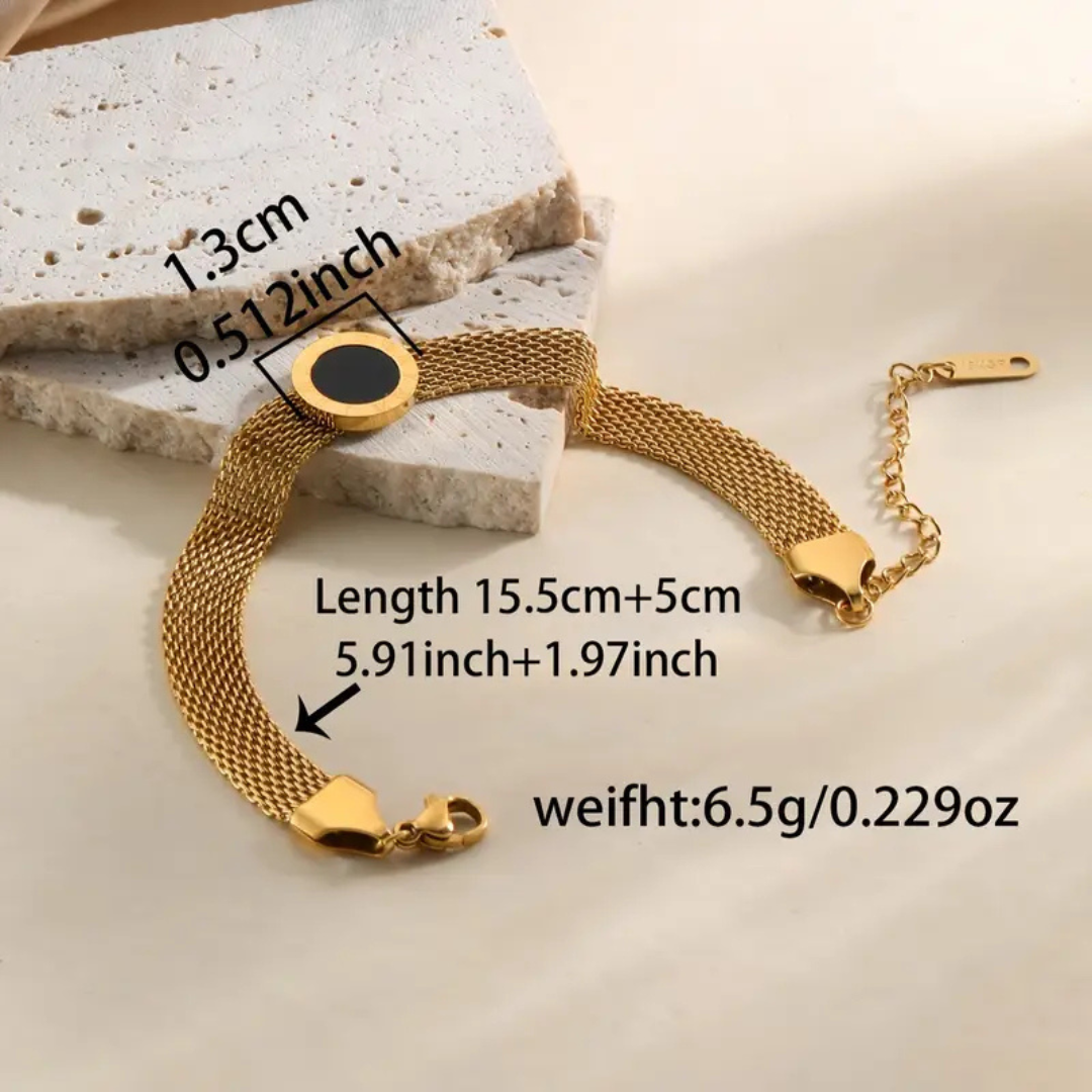 18K Gold Plated Stainless Steel Roman Numeral Bracelet