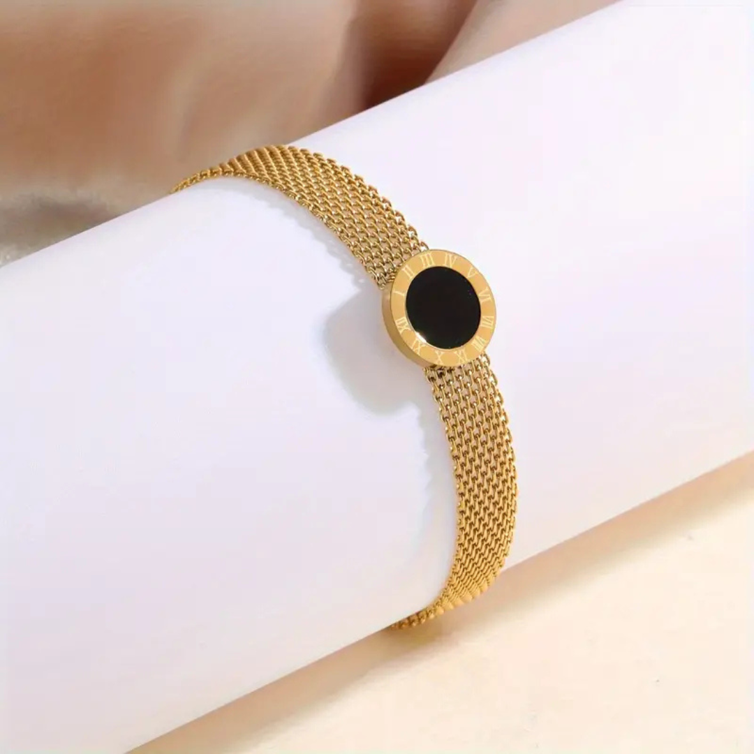 18K Gold Plated Stainless Steel Roman Numeral Bracelet