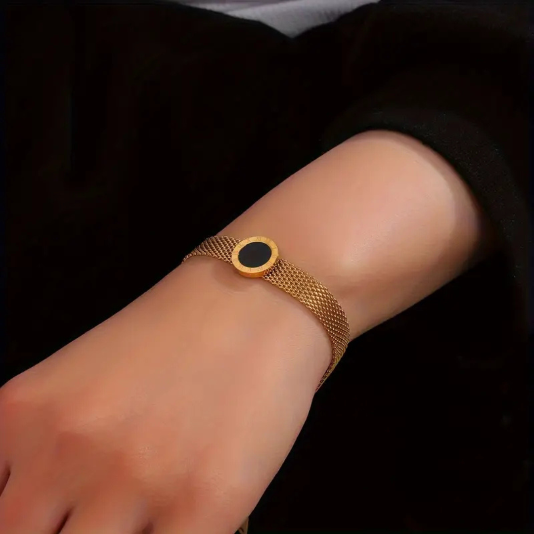 18K Gold Plated Stainless Steel Roman Numeral Bracelet