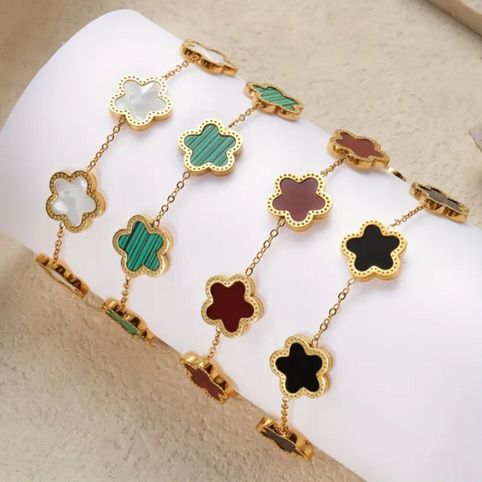 Elegant Flower Thin Chain Stainless Steel Bracelet